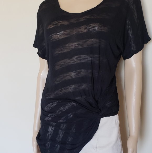 VANITY BLACK SEE THROUGH SHORT SLEEVE TOP - Picture 2 of 5